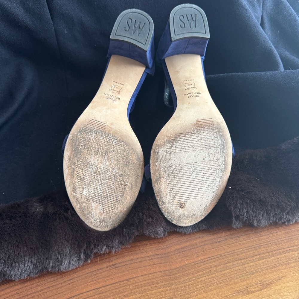 Stuart Weitzman Blue Suede Women's Ankle Strap Heels -Size 9.5 - Picture 7 of 9